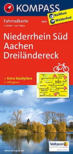 KOMPASS Fahrradkarte 3055 Niederrhein Süd - Aachen - Dreiländereck 1:70.000: Fahrradkarte. GPS-genau